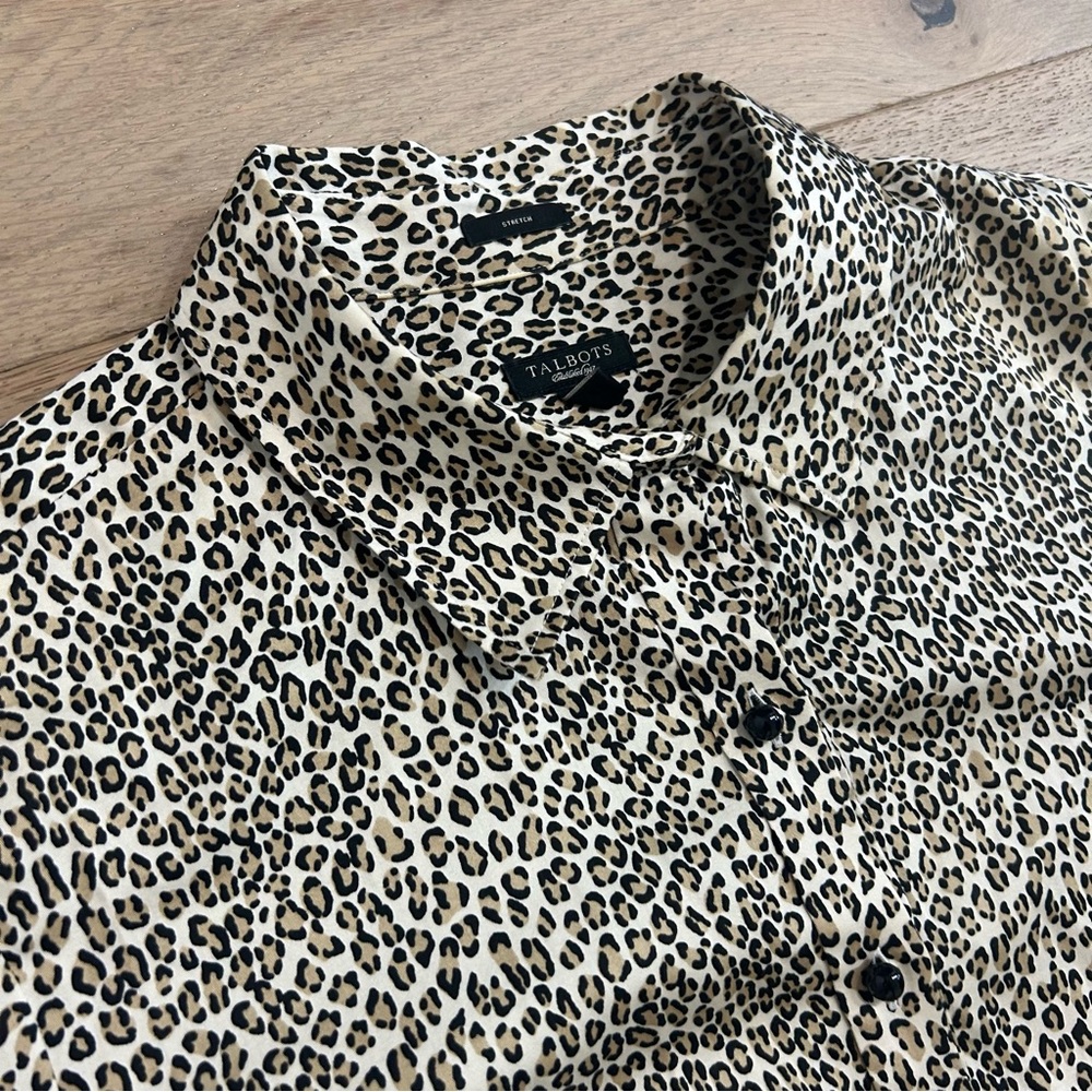 Talbots Leopard Animal Print Stretch Button Down … - image 7